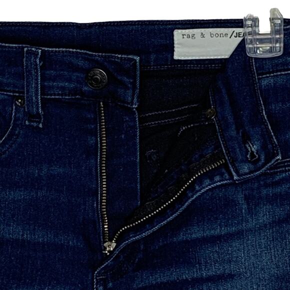 Rag and Bone Mojave 10 Inch Skinny Jeans Dark Blue Wash Size 27 Raw Hems - Picture 7 of 13